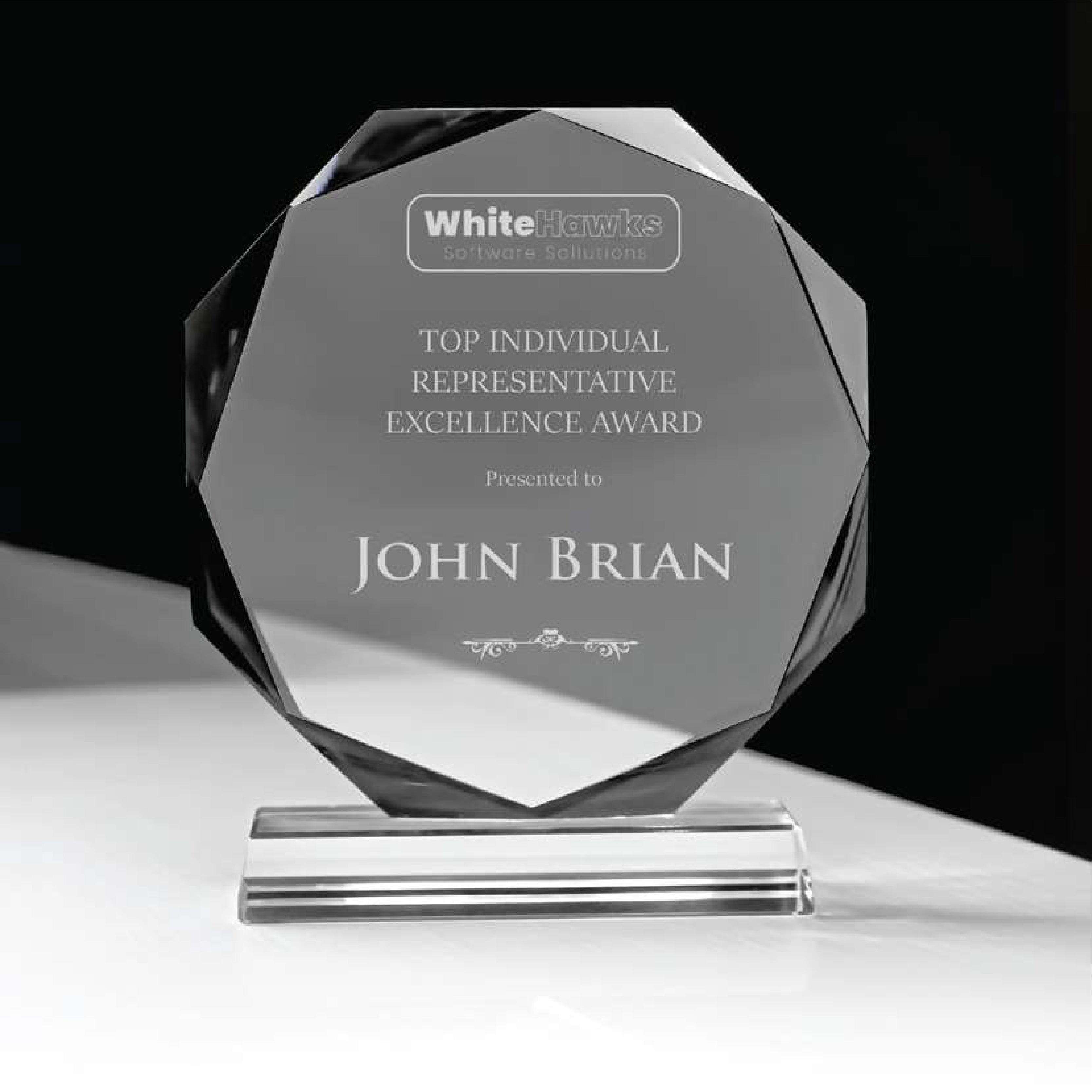 18 x 20 Octagon Crystal Award with Logo